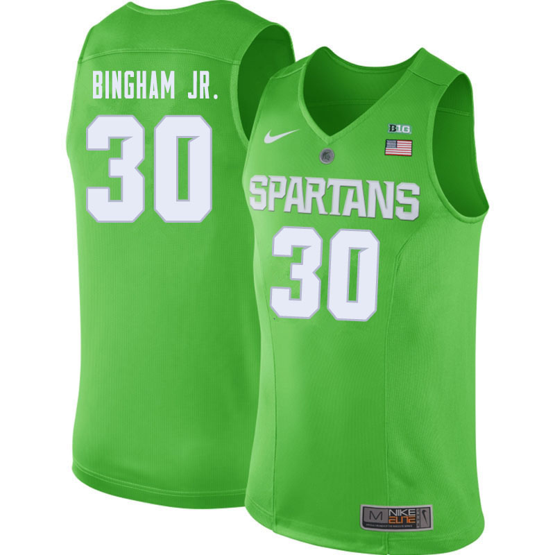 Men #30 Marcus Bingham Jr. Michigan State Spartans College Basketball Jerseys Sale-Apple Green